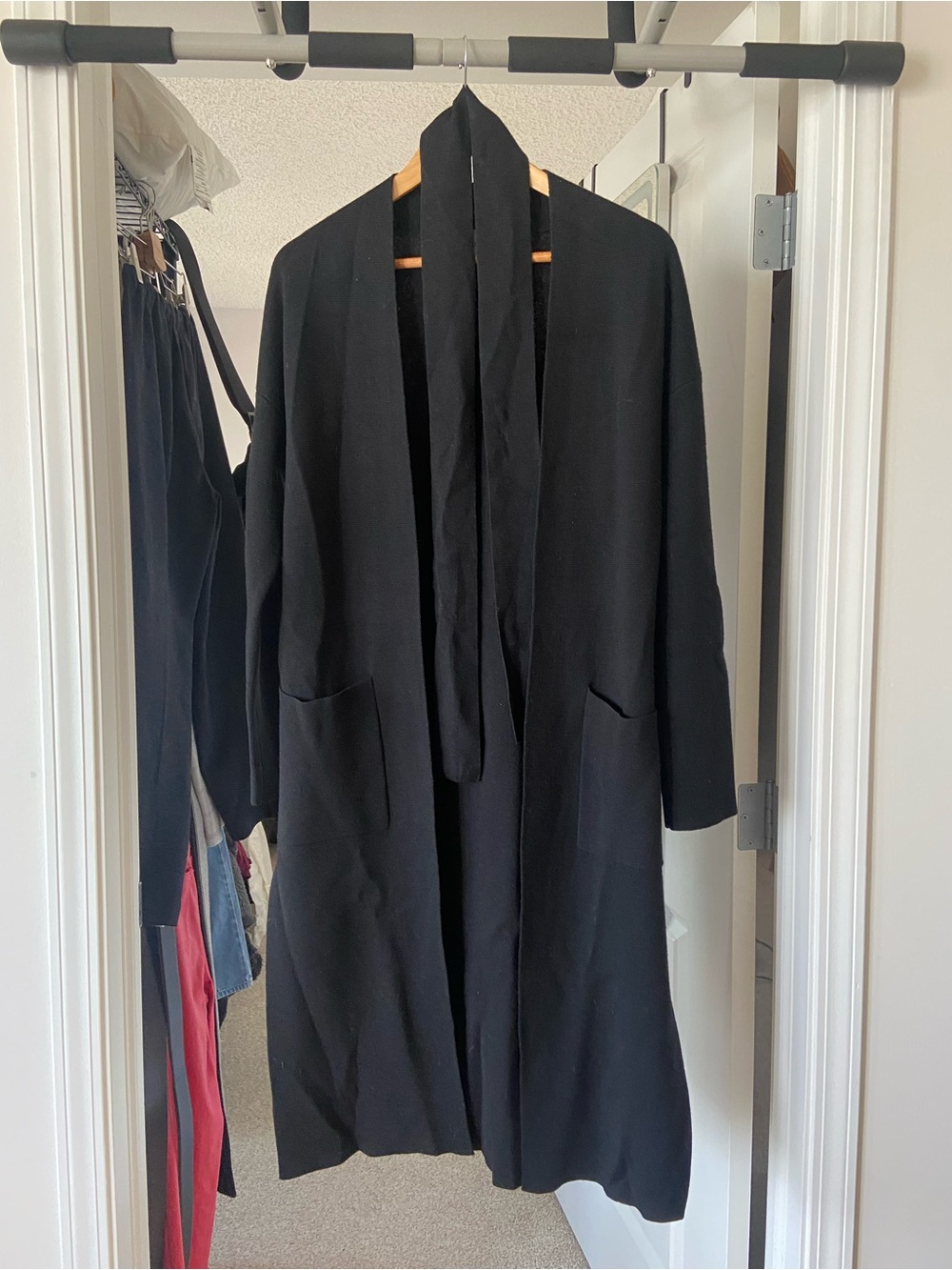 Wilfred Black Open-Front Long Coatigan